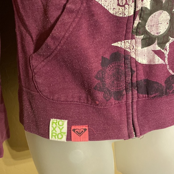 ROXY Medium FULL ZIP HOODIE snap hem Roxy tags polka-dot lined hoodie - Picture 6 of 14